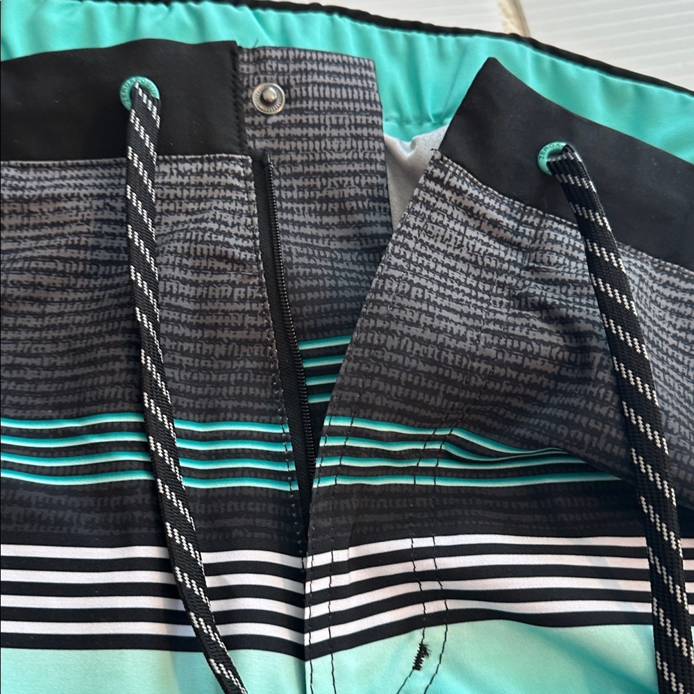 ZeroXposur Flex Performance Stretch Swim Aqua, Grey & Blue striped Trunks XL NWT - Picture 7 of 11